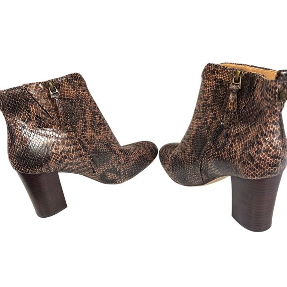 Lucca Lane Brown Snakeskin Print Leather Ankle Boots With Block Heel Size 9Women - Picture 7 of 8